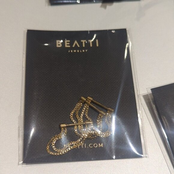 Beatti Draping Surgical Steel Gold & Silver Chain Links Earings 2 Pairs - NWT - Picture 2 of 4